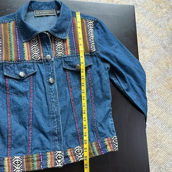 Vintage boho Southwest trim denim Jean jacket - Picture 8 of 11